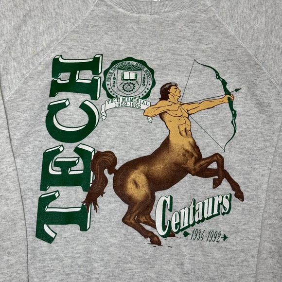 Vintage Erie Tech Centaurs High School Deadstock 90s Soft Comfy XL Sweatshirt - Picture 2 of 7